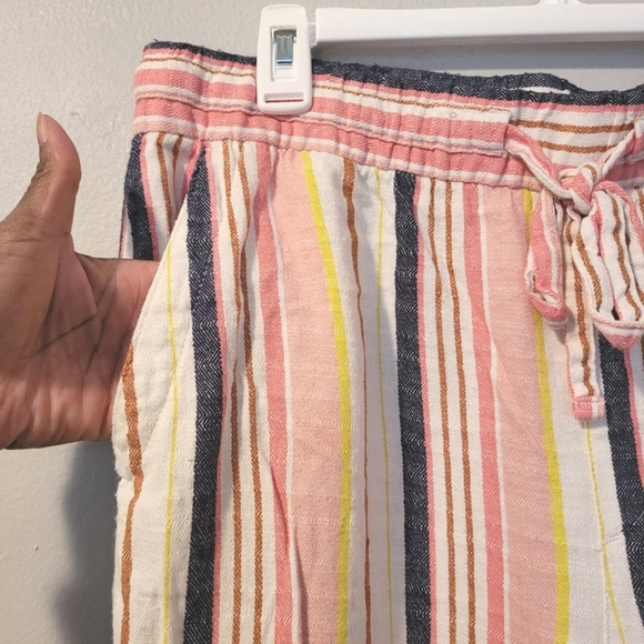 Old Navy colorful Striped pants pull-on elastic drawstring linen blend Women's L - Picture 4 of 11